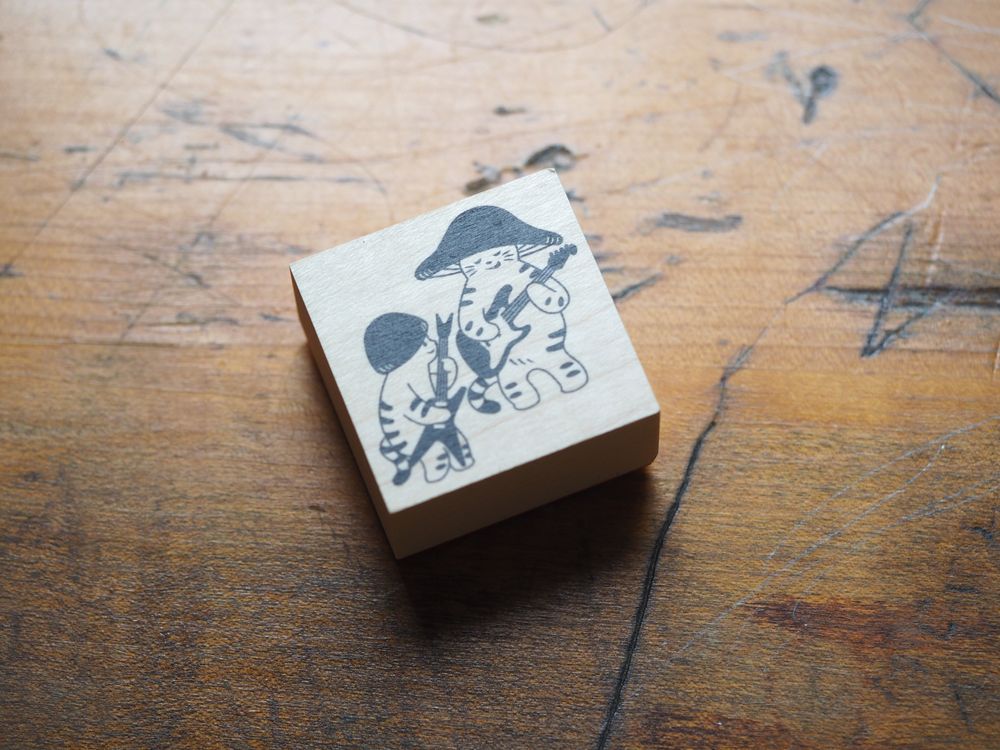 4legs - Mushroom Cat Stamp - Guitar