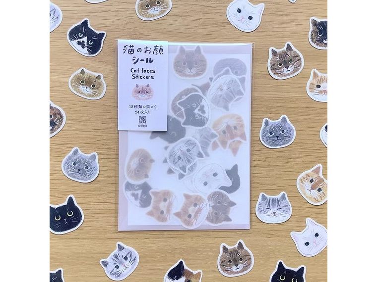 4legs - Sticker Flakes - Cat Faces (24 stickers)
