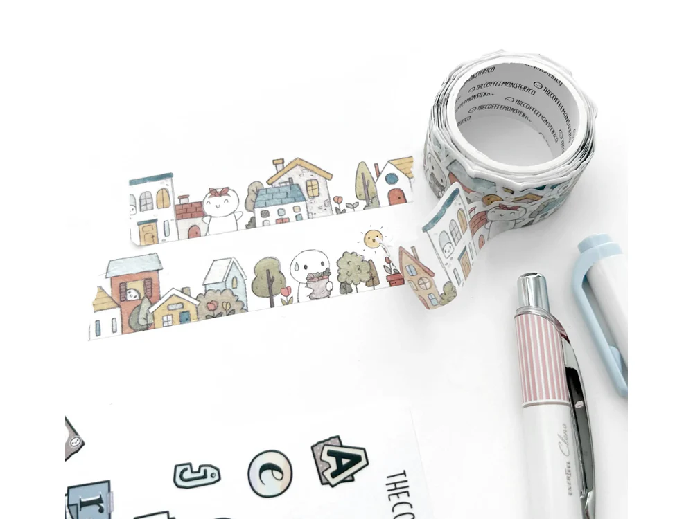 TheCoffeeMonsterzCo - 10th Year Anniversary - A Sunny Neighbourhood Die-Cut Washi Tape (24mm)