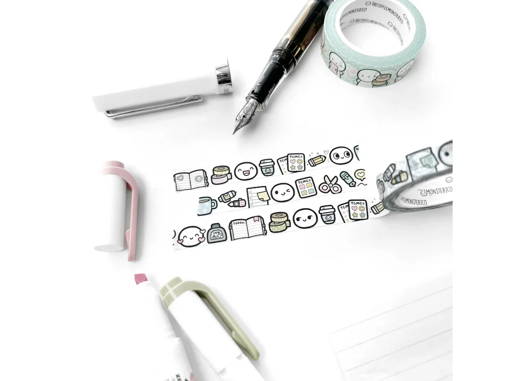 TheCoffeeMonsterzCo - 10th Year Anniversary - Peeking Desk Critters Washi Tape (10mm)