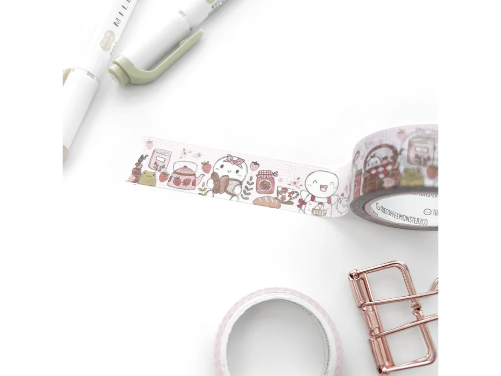TheCoffeeMonsterzCo - May 9 Release - Washi Tape - Strawberry Picnic Washi Tape - 20mm