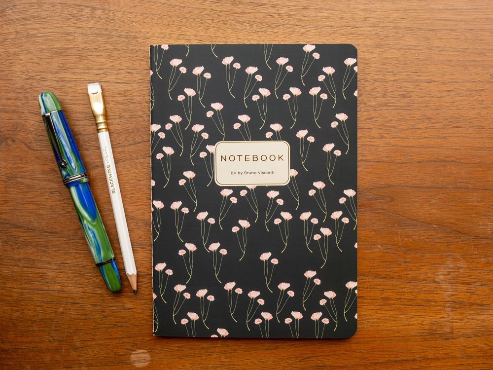 Bruno Visconti - Notebook - A5 Lined - Poppies on Black