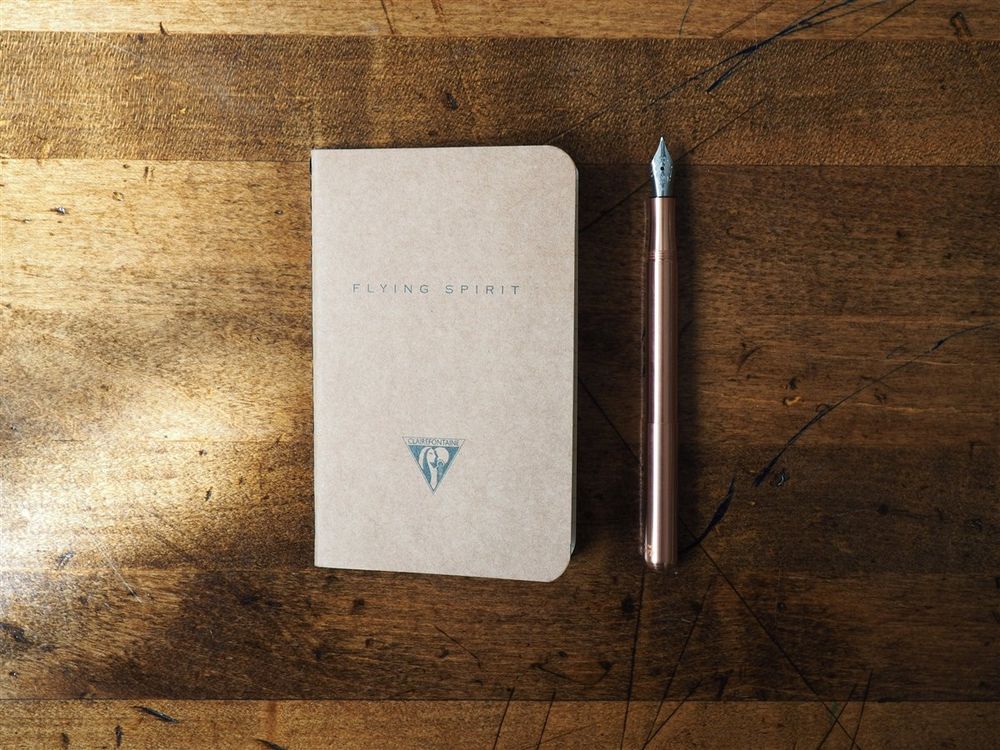 Clairefontaine - Flying Spirit Stitchbound Pocket Notebook - 7.5x12cm - Tan (Lined)