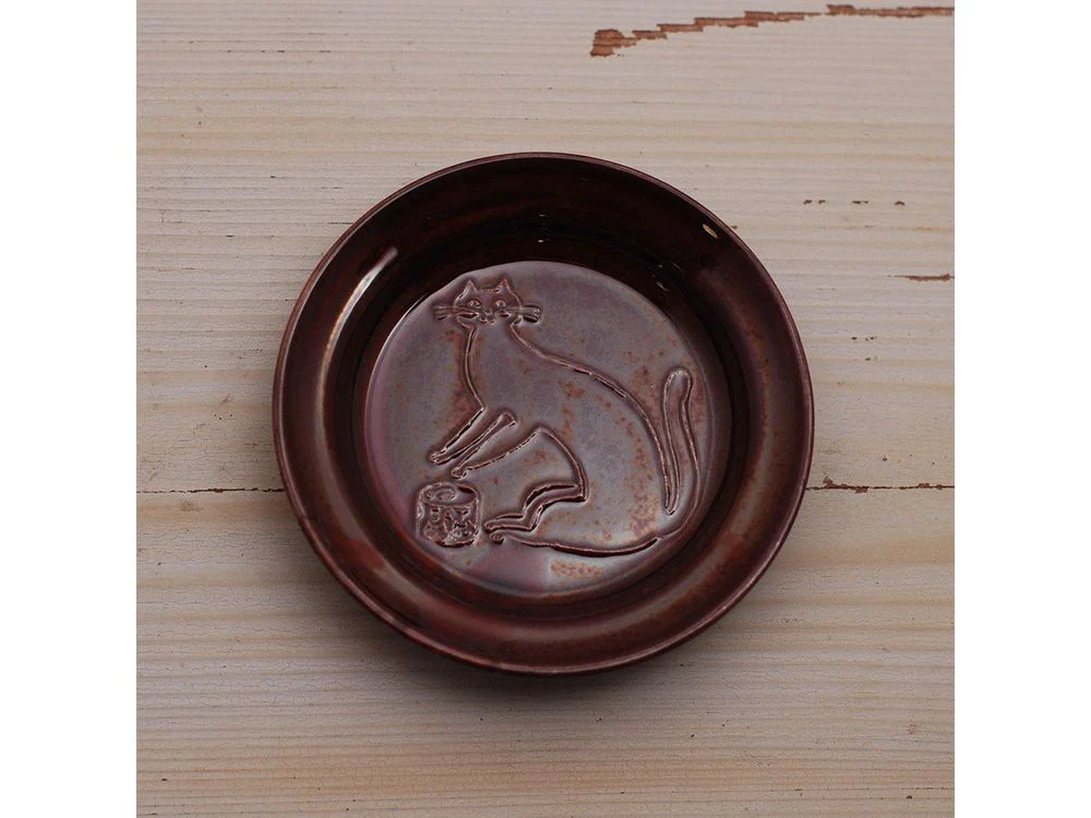 Classiky x Toraneko Bonbon - Round Bean Plate - Cat Brown