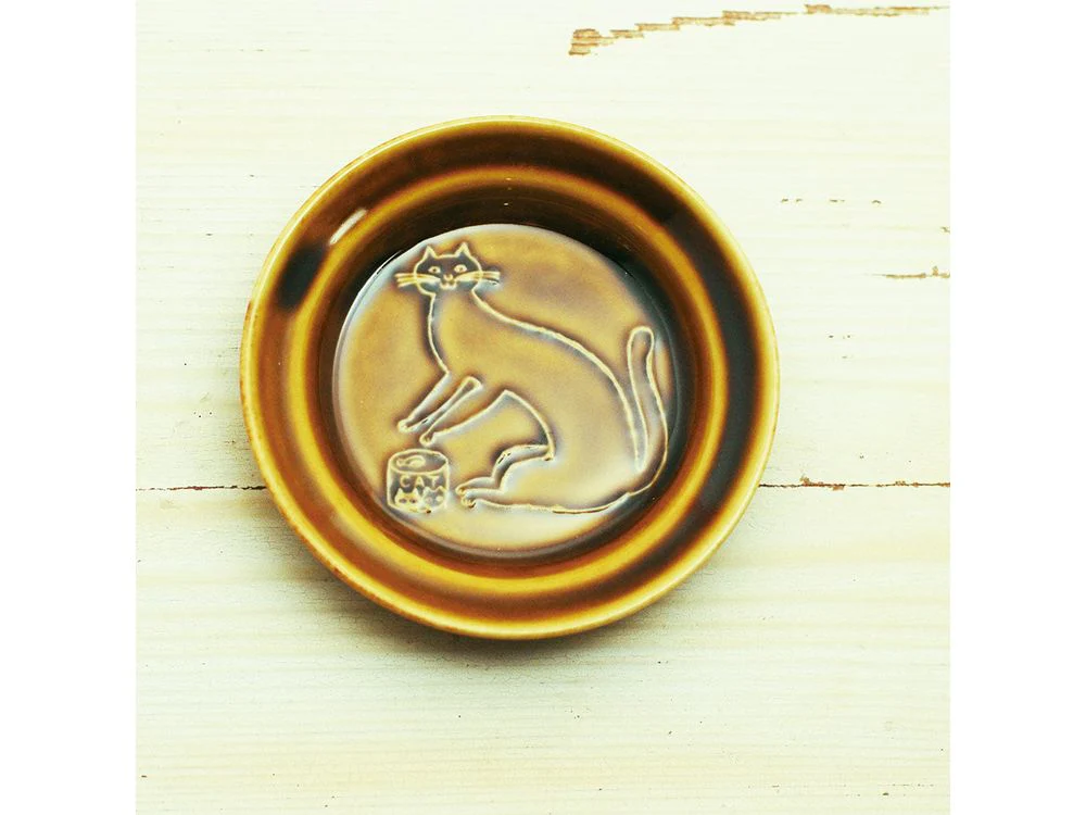 Classiky x Toraneko Bonbon - Round Bean Plate - Cat Mustard