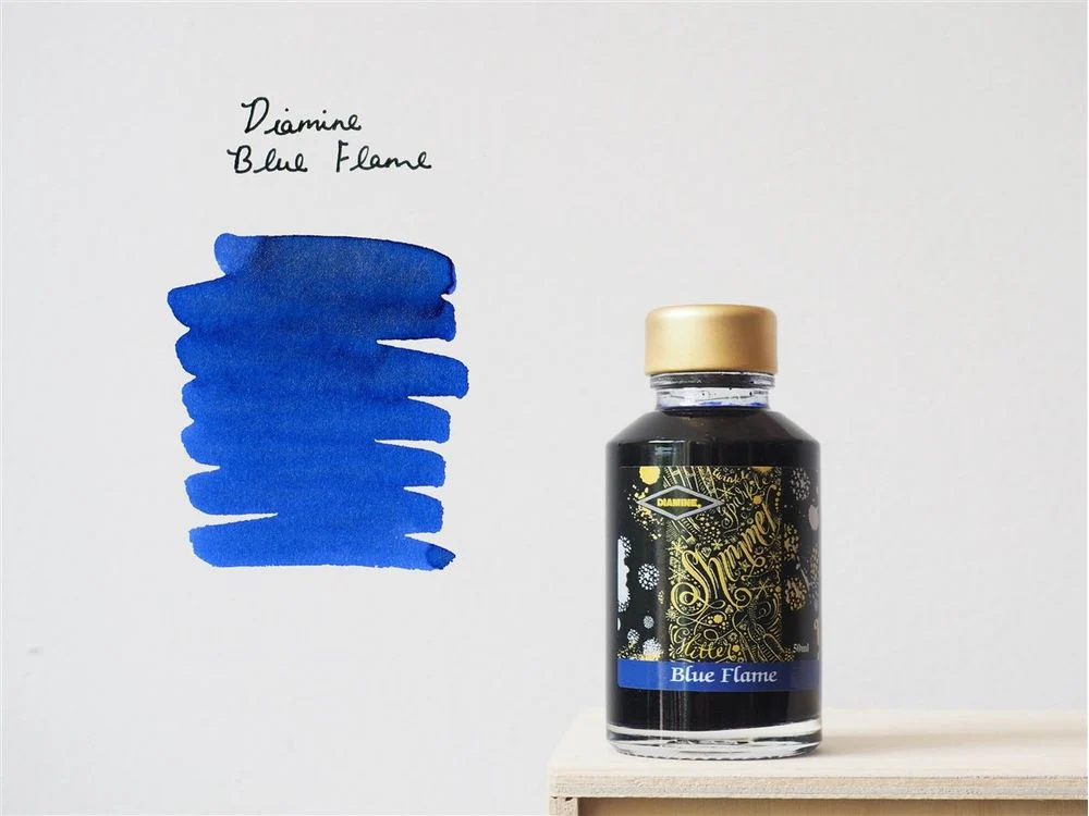 Diamine Shimmertastic - Fountain Pen Ink (50mL) - Blue Flame