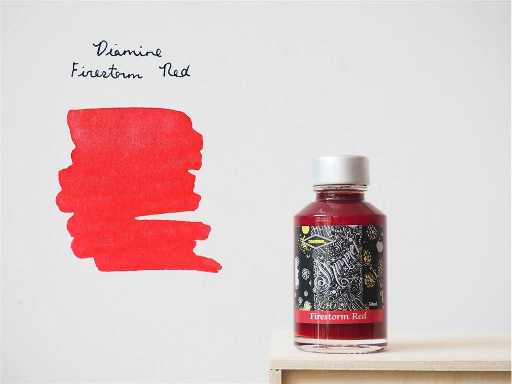 Diamine Shimmertastic - Fountain Pen Ink (50mL) - Firestorm Red