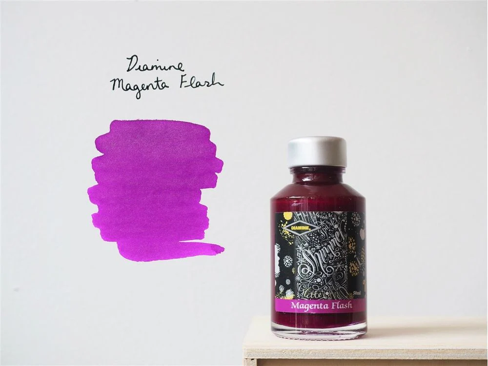 Diamine Shimmertastic - Fountain Pen Ink (50mL) - Magenta Flash