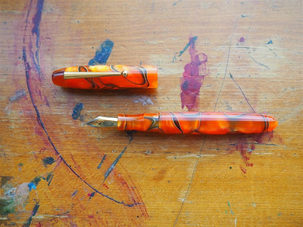 Edison Pen Co. Fountain Pen - Collier Persimmon Swirl - Image 2