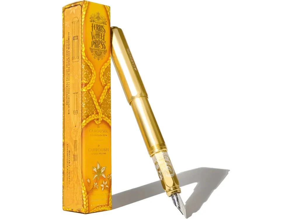 Ferris Wheel Press - Aluminum Carousel Fountain Pen - Plaited Gold Tress