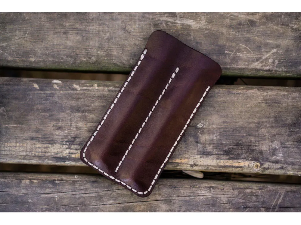 Galen Leather - Double Fountain Pen Sleeve - Dark Brown - Image 2