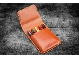 Galen Leather - Leather Flap Case for 5 Pens - Brown - Image 2