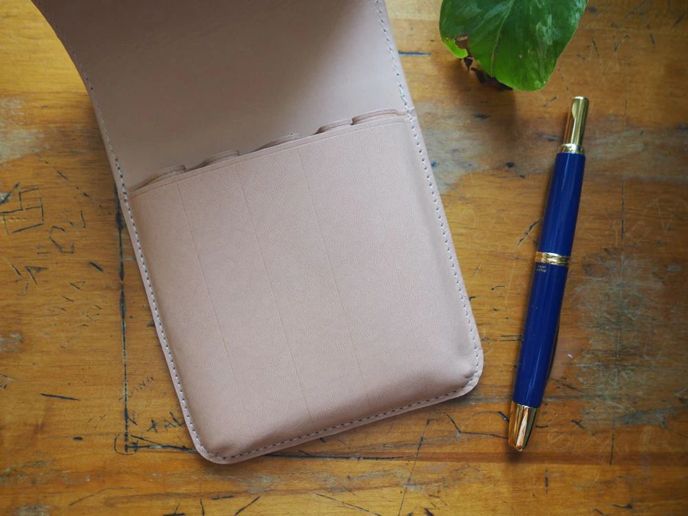 Galen Leather - Leather Flap Case for 5 Pens - Undyed Leather - Image 2