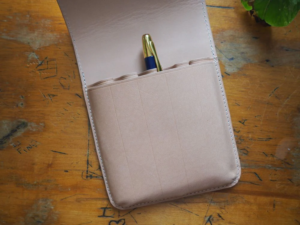 Galen Leather - Leather Flap Case for 5 Pens - Undyed Leather - Image 3
