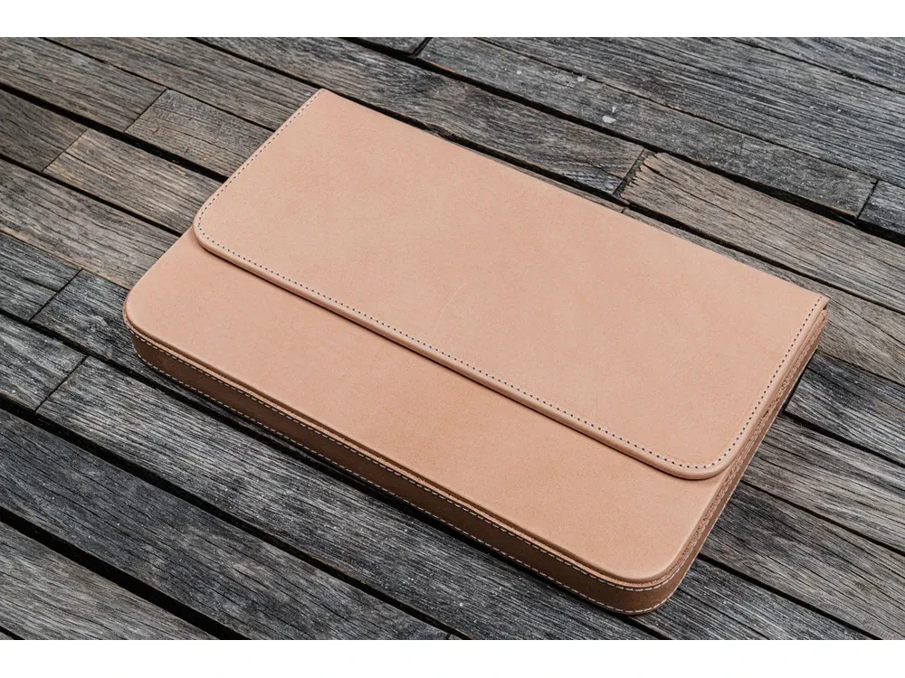 Galen Leather - Leather Magnum Opus 12 Slots Hard Pen Case with Removable Pen Tray - Undyed