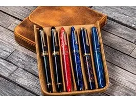 Galen Leather - Leather Magnum Opus 6 Slots Hard Pen Case with Removable Pen Tray - Crazy Horse Brown - Image 3
