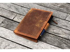 Galen Leather - Leather Wallet - Passport Size - Crazy Horse Brown