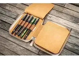 Galen Leather - Leather Zippered 10 Slots Pen Case - Undyed - Image 2