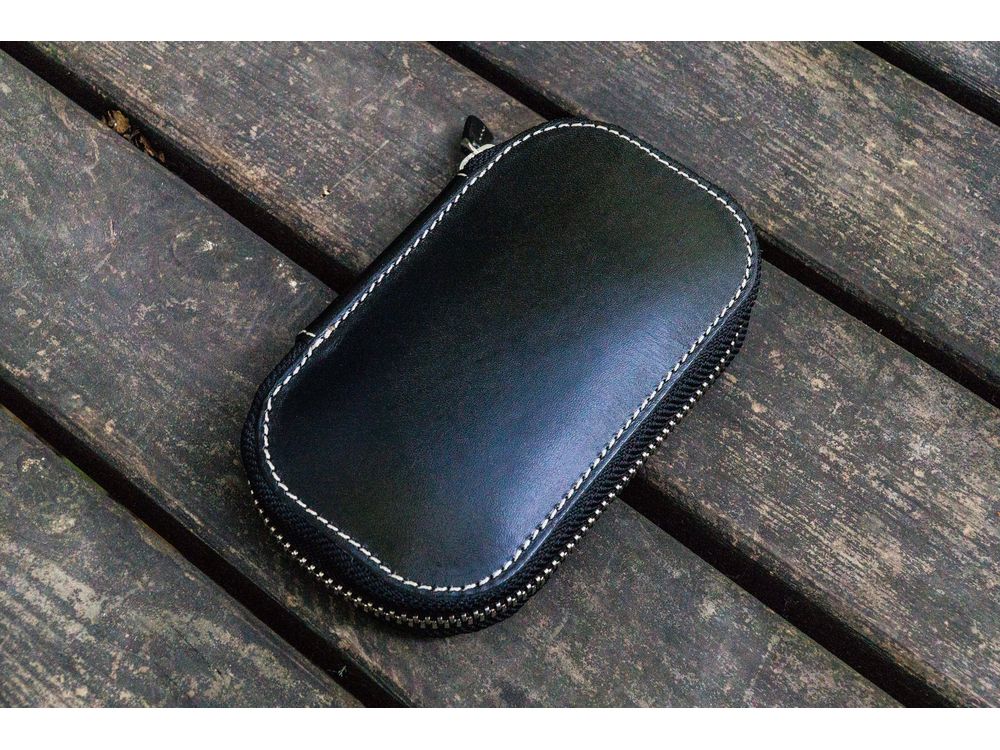 Galen Leather - Leather Zippered 6 Slots Pen Case - Black - Image 2