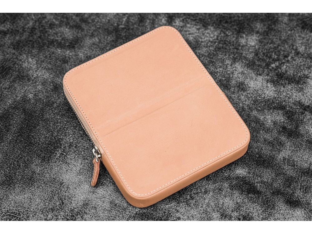 Galen Leather - Leather Zippered Magnum Opus 6 Slots Hard Pen Case with Removable Pen Tray - Undyed - Image 3