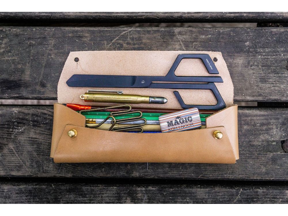 Galen Leather - The Student Leather Pencil Case - Natural - Image 2