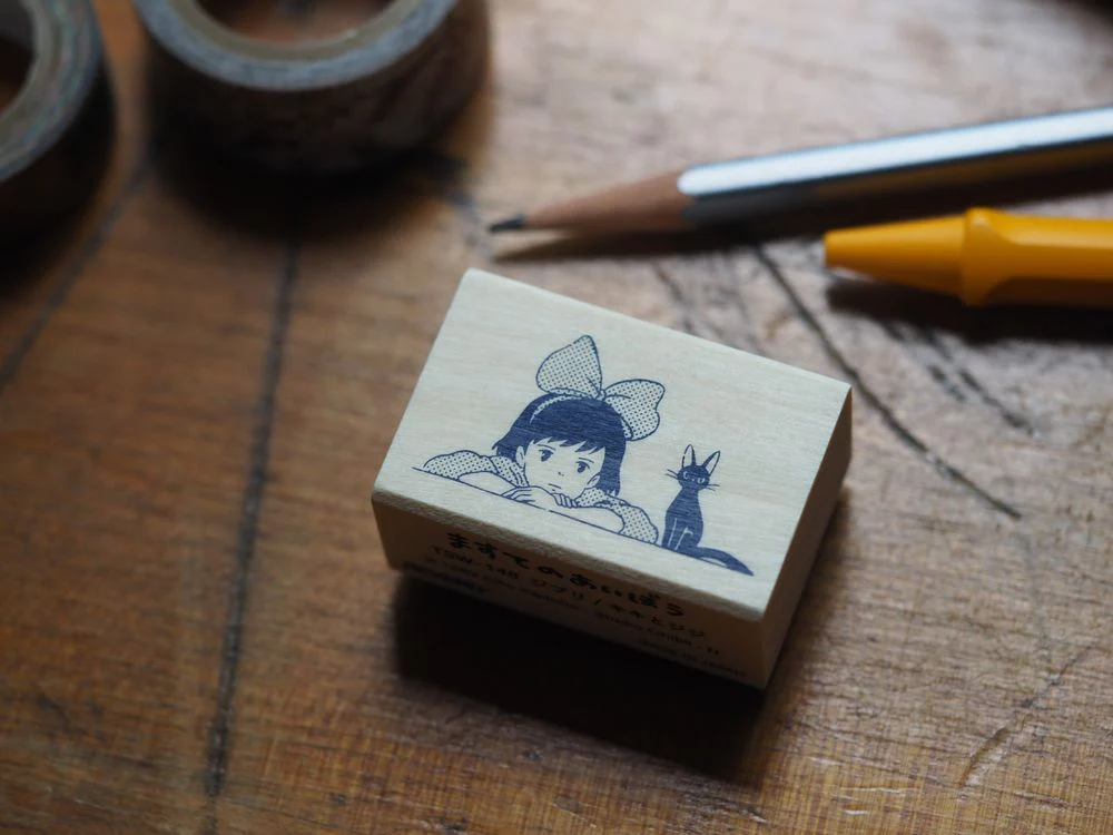 Ghibli x Masute no Aibo Rubber Stamp - Kiki's Delivery Kiki and Jiji (TSW-148)