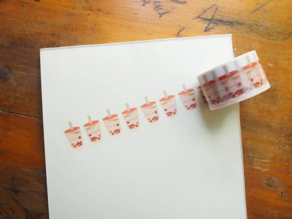 ILOOTPAPERIE - Washi Tape - Happy Boba Balls Bubble Tea Pattern Paper Tape