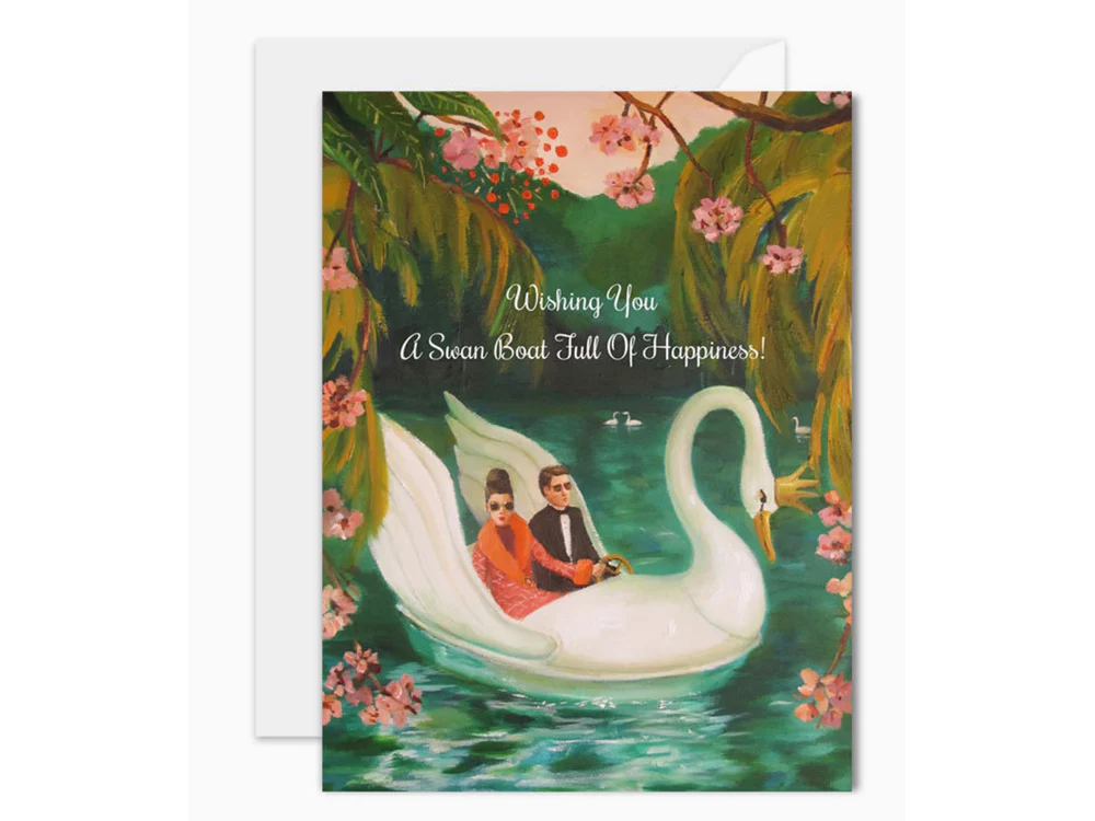 Janet Hill Studio - Greeting Card - A Swan Boat Full of Happiness