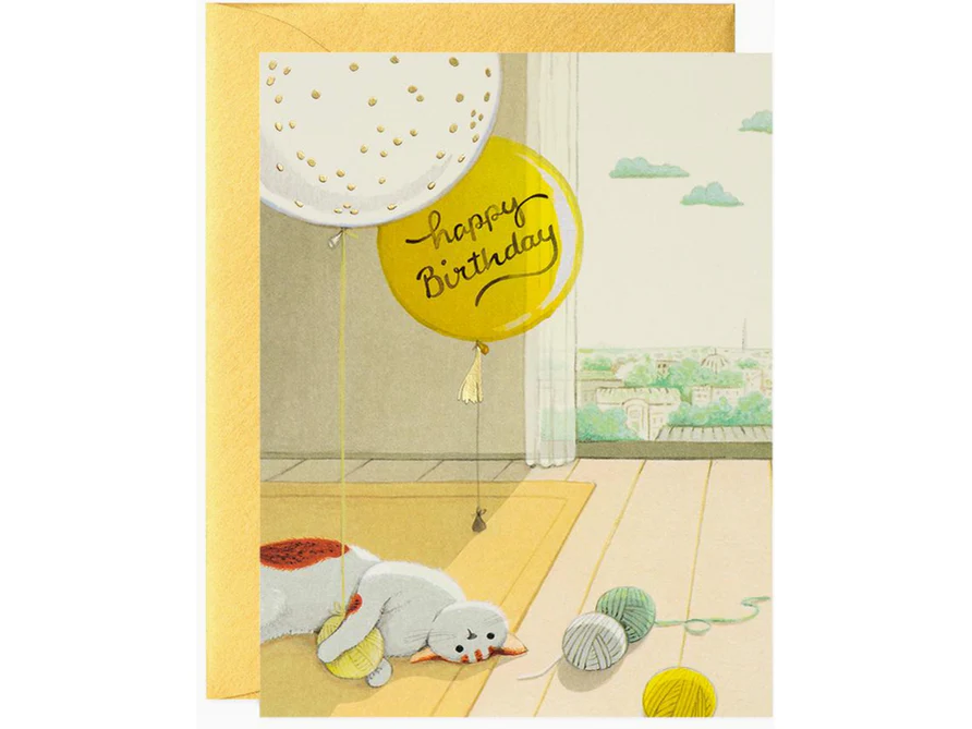 JooJoo Paper - Cat and Yarns Birthday Greeting Card