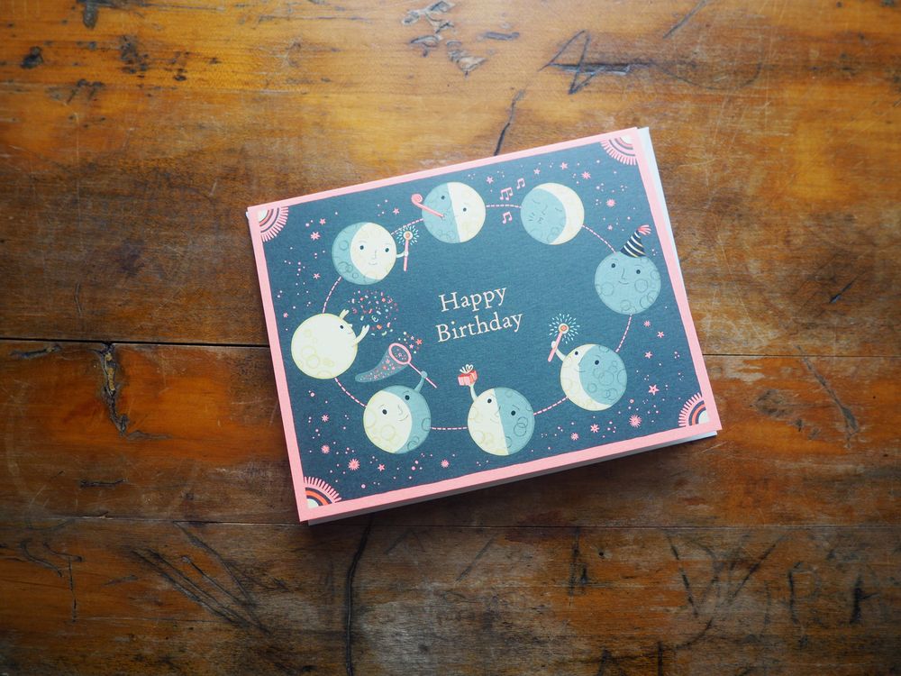 JooJoo Paper - Moon Phases Birthday Greeting Card
