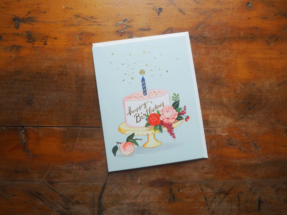 JooJoo Paper - Peach Cake Birthday Greeting Card