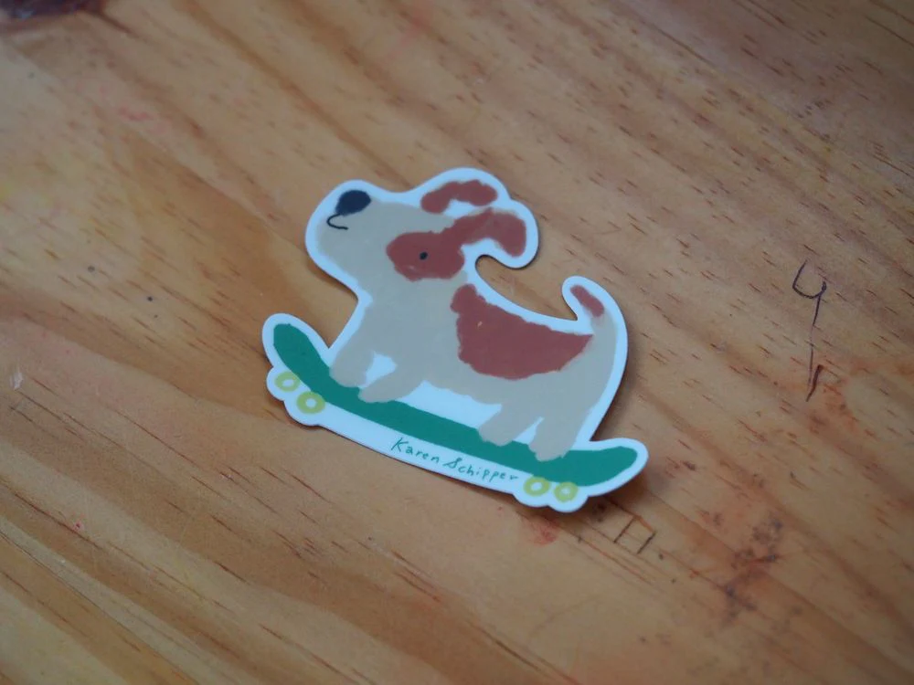 Karen Schipper - Vinyl Sticker - Skateboard Dog