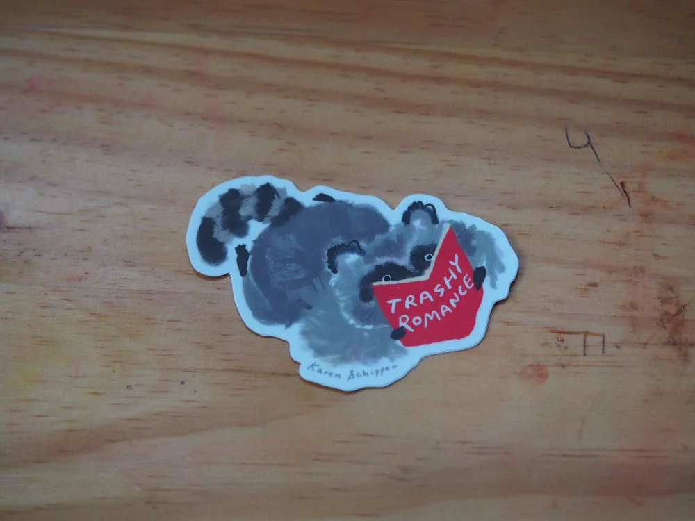 Karen Schipper - Vinyl Sticker - Trashy Romance Raccoon