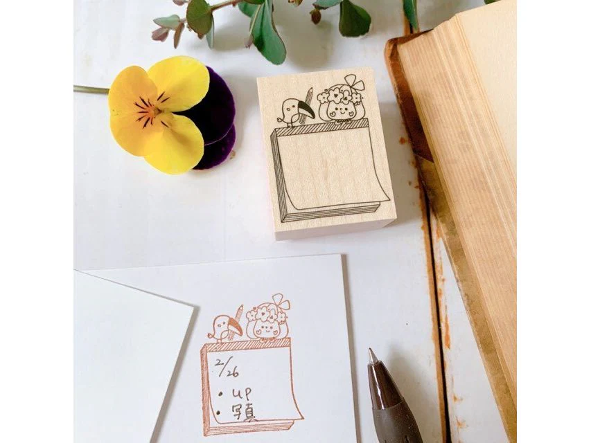 Kayonoko - Rubber Stamp - Ribbon and Parrot Memo