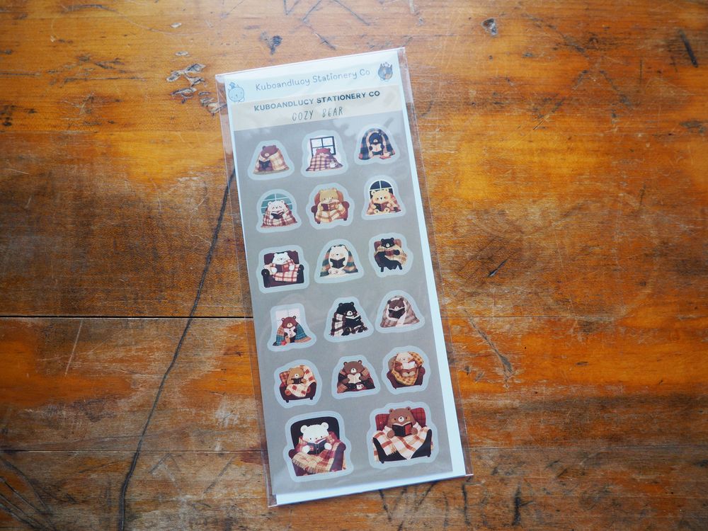 Kuboandlucy Stationery Co. - Sticker Sheet - Cozy Bear