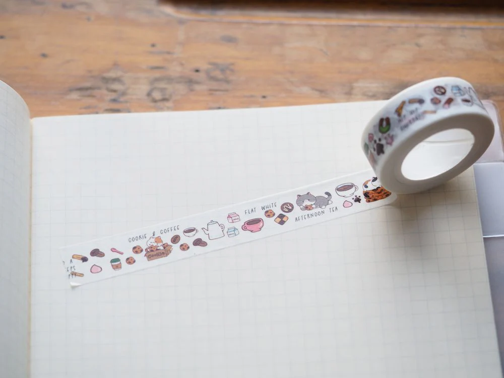 Kuboandlucy Stationery Co. - Washi Tape - Coffee Cat