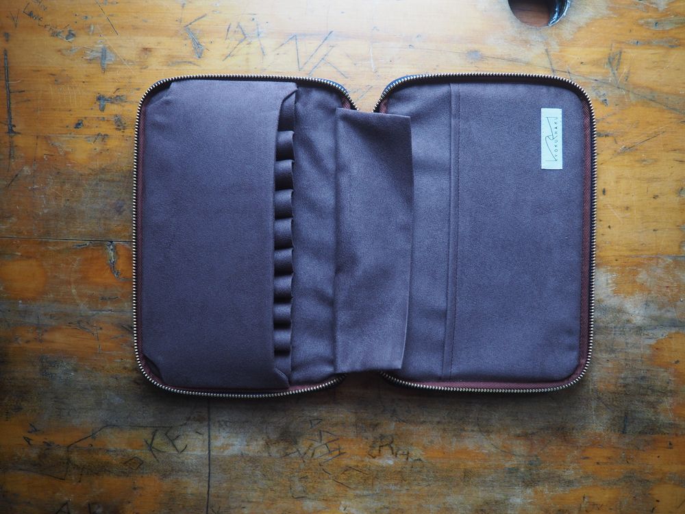 Kyoku Haku - Leather Zippered 10 Pen Case - Blue - Image 2