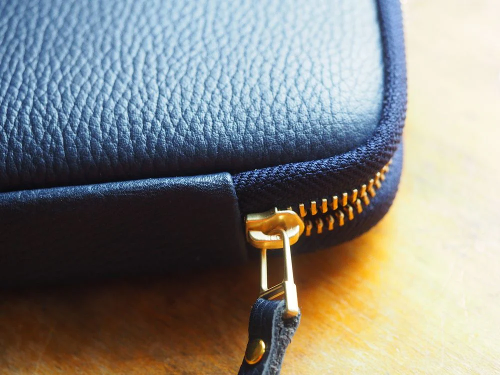 Kyoku Haku - Leather Zippered 10 Pen Case - Blue - Image 3