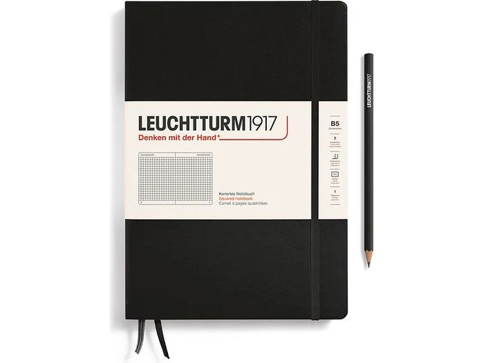 Leuchtturm Hardcover Notebook - B5 - Black (Squared)