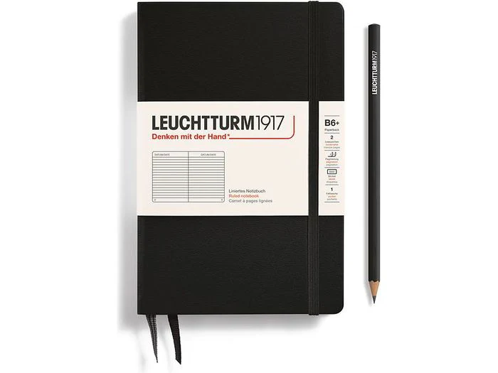 Leuchtturm Hardcover Notebook - B6+ - Black (Lined)