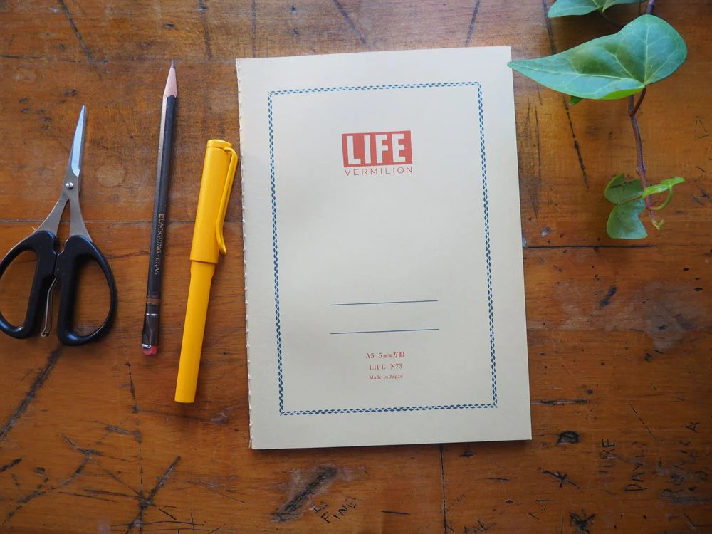 Life Japanese Stationery Vermilion Notebook A5 - Grid