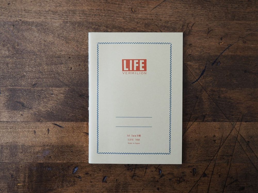 Life Japanese Stationery Vermilion Notebook A6 - Grid