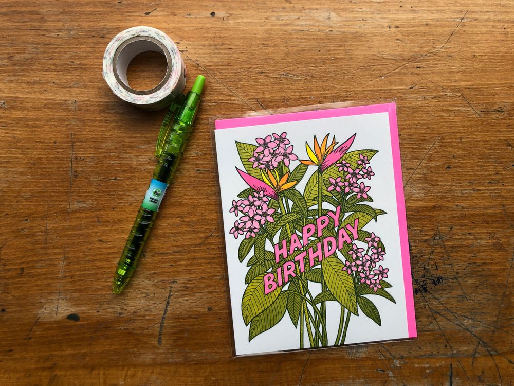 Lucky Horse Press - Card - Tropical Flowers Birthday