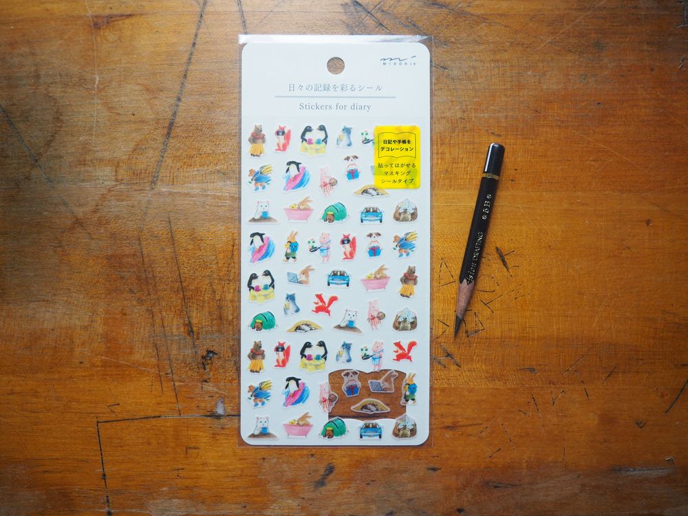 Midori Daily Records Stickers - Animal Scenes (2568)