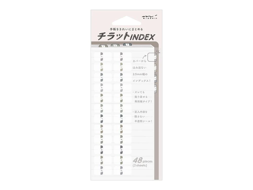 Midori - Index Label - Chiratto Numbers Grey (S)