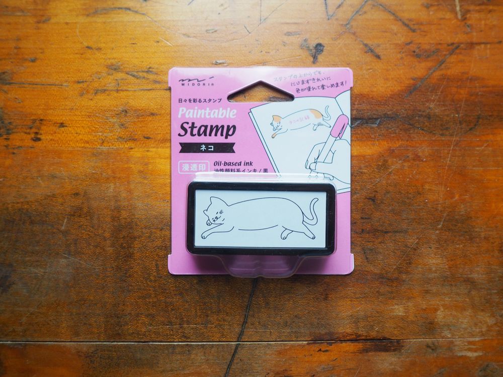 Midori Paintable Stamp Pre-inked Half Size - Cat