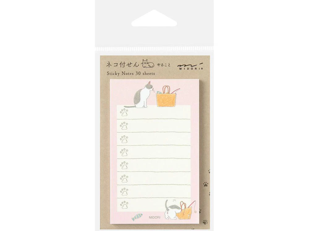 Midori Sticky Notes - To Do Cat Pink