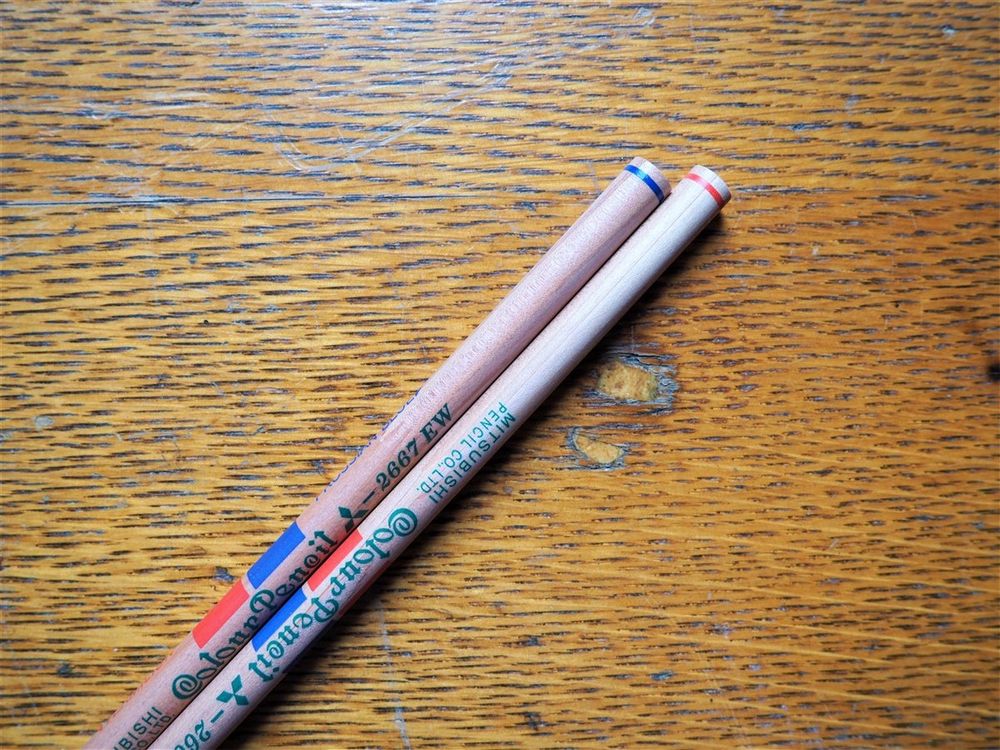 Uni Mitsubishi Recycled Coloured Pencil - Vermillion and Prussian Blue - Image 2