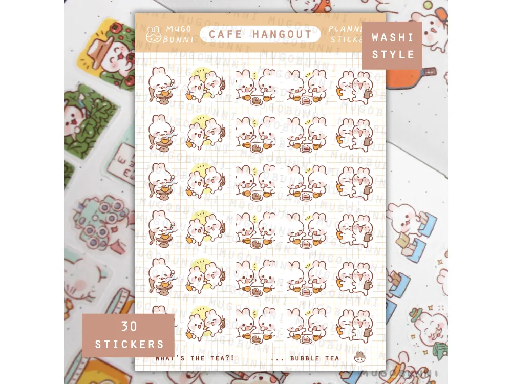 Mugobunni - Sticker Sheet - Cafe Hangout Planner