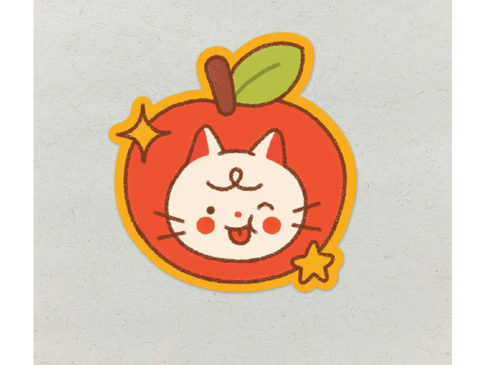 natamori - Vinyl Sticker - Apple Cat